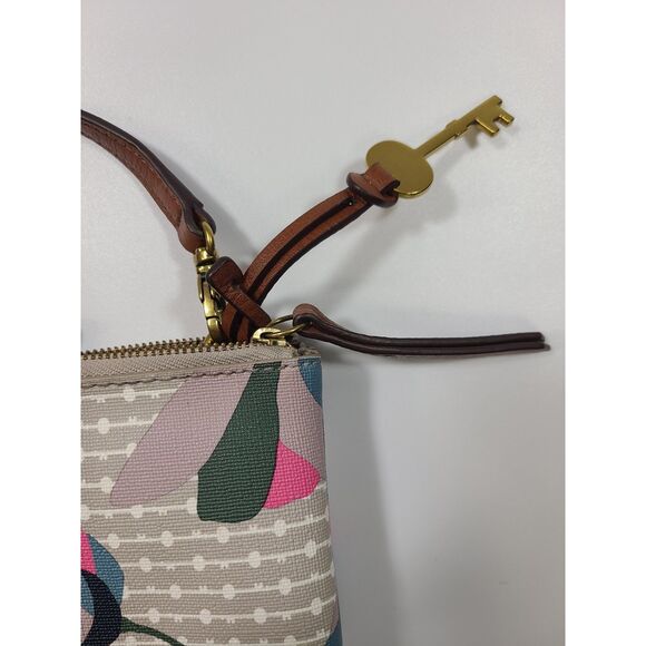 NEW Fossil Devon Floral Crossbody Bag Canvas Small Leather Trim Purse - Picture 2 of 7